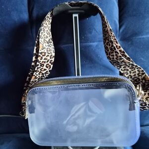 Transparent Crossbody Bag with Leopard Strap